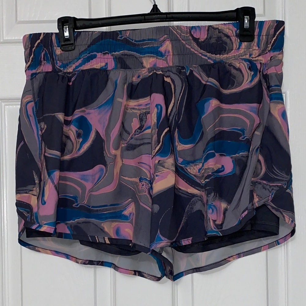 Avia Women's Athletic Shorts - Pink and Blue Swirl